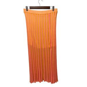 House of Harlow Orange & Pink Striped Maxi Skirt Size Large Boho Chic Luxurious